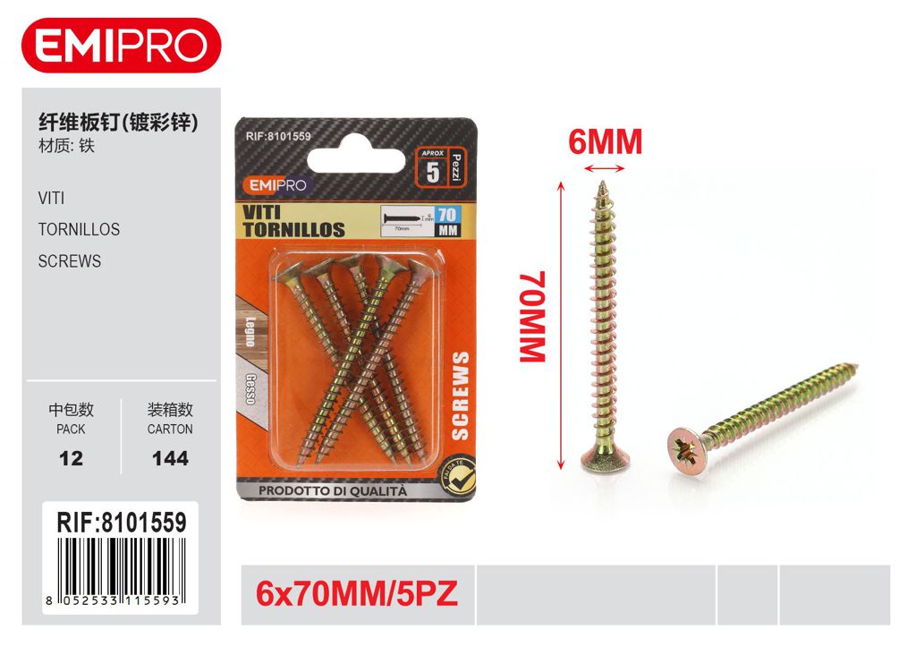 viti 6*70mm 5Pcs