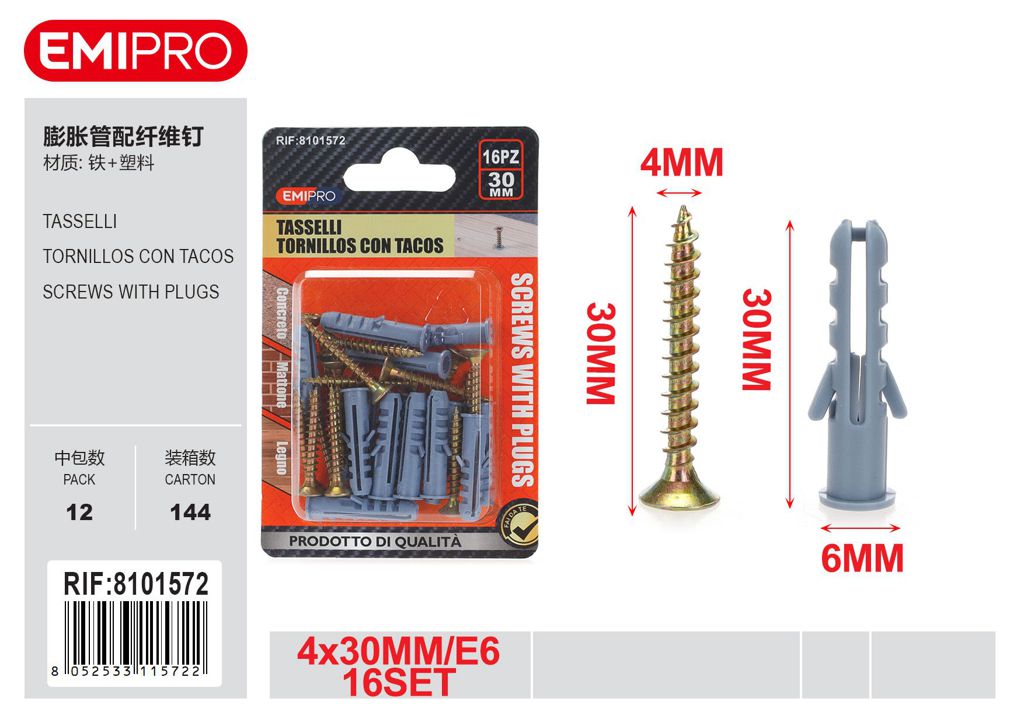 Tasselli 4*30mm E6 16Pcs