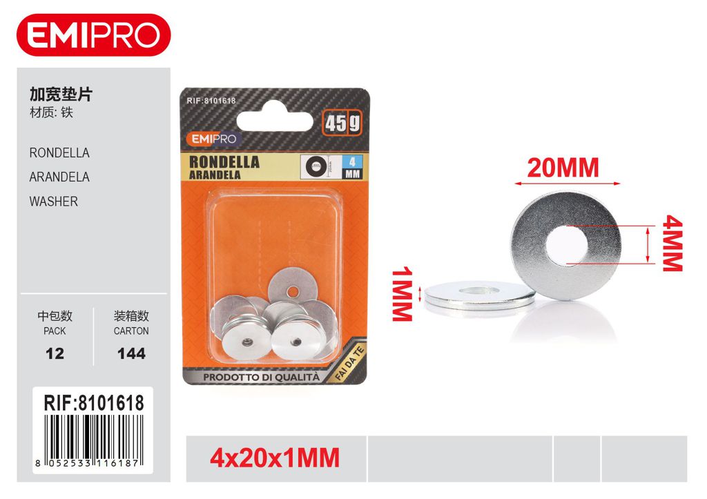 Rondella 45G 4*20*1