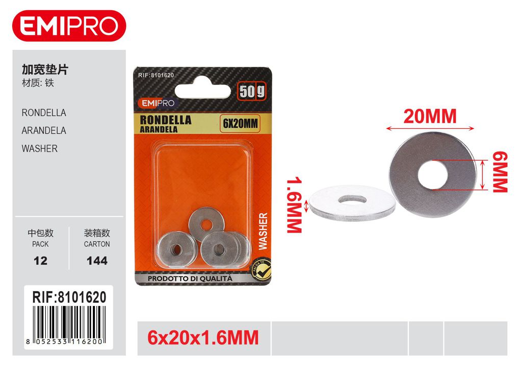 Rondella 50G 6*20*1.6