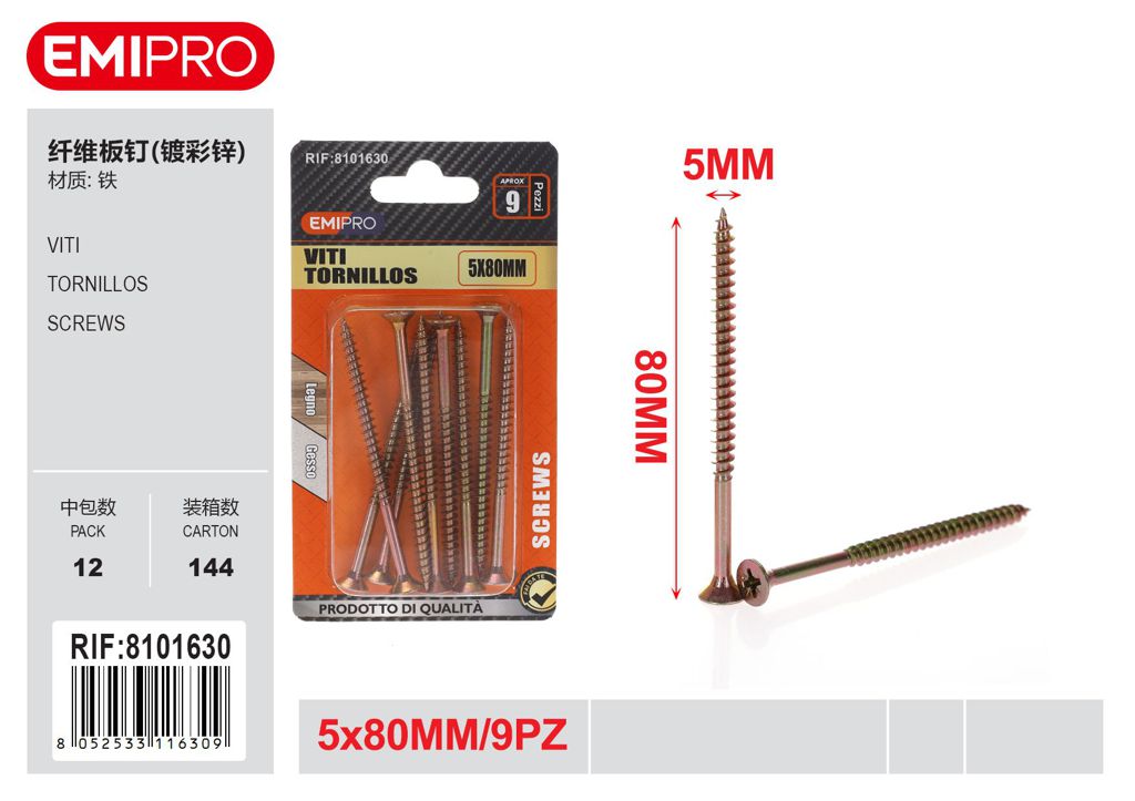 viti 5*80mm 9Pcs