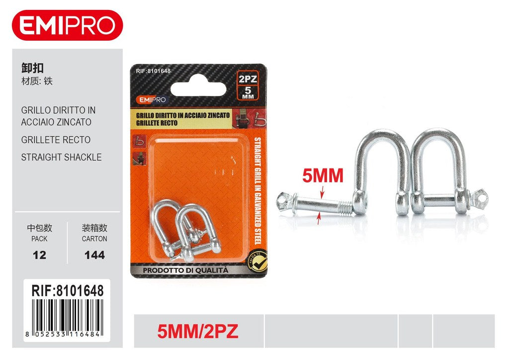 Grillo Diritto In Acciaio Zincato 5mm 2Pz