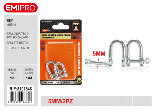 Grillo Diritto In Acciaio Zincato 5mm 2Pz