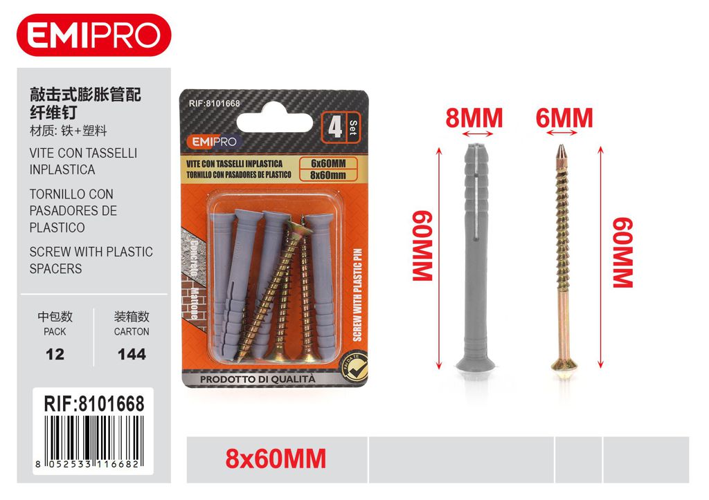 vite Con Tasselli Inplastica 8*60mm