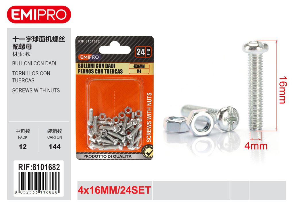 Bulloni Con Dadi 4*16 M4 24Set