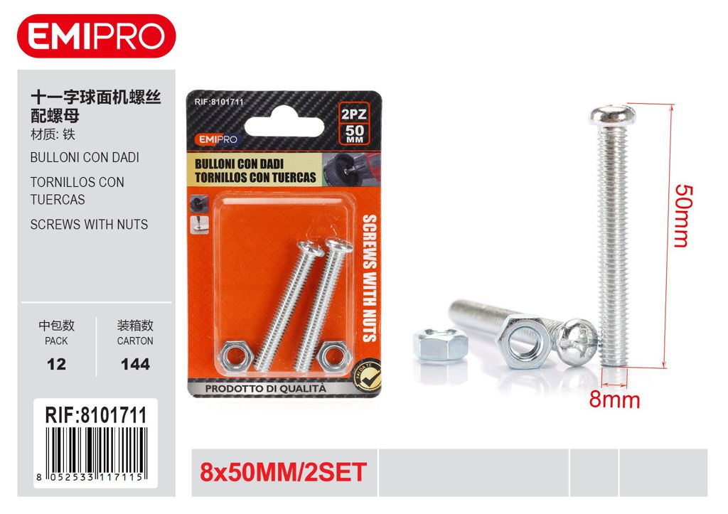 Bulloni Con Dadi 8*50 M8 2Set