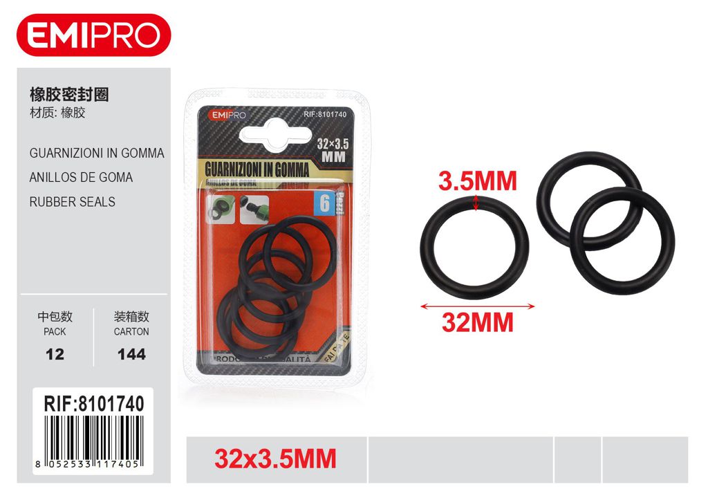 Guarnizioni In Gomma 32*3.5mm 6Pz