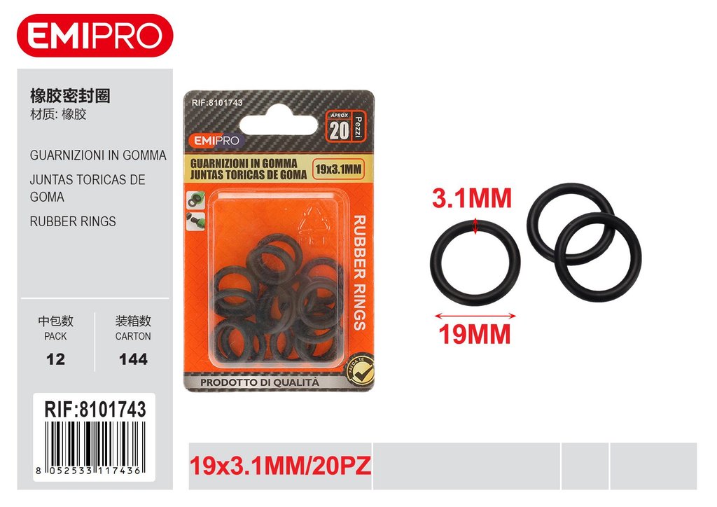 Guarnizioni In Gomma 19*3.1mm 20Pz