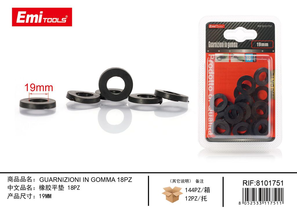 Guarnizioni In Gomma 19mm 18Pz