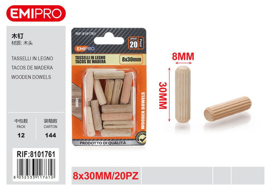 Tasselli In Legno 8*30mm 20Pz