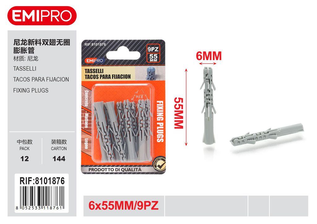 Tasselli D*6*55mm 9Pcs