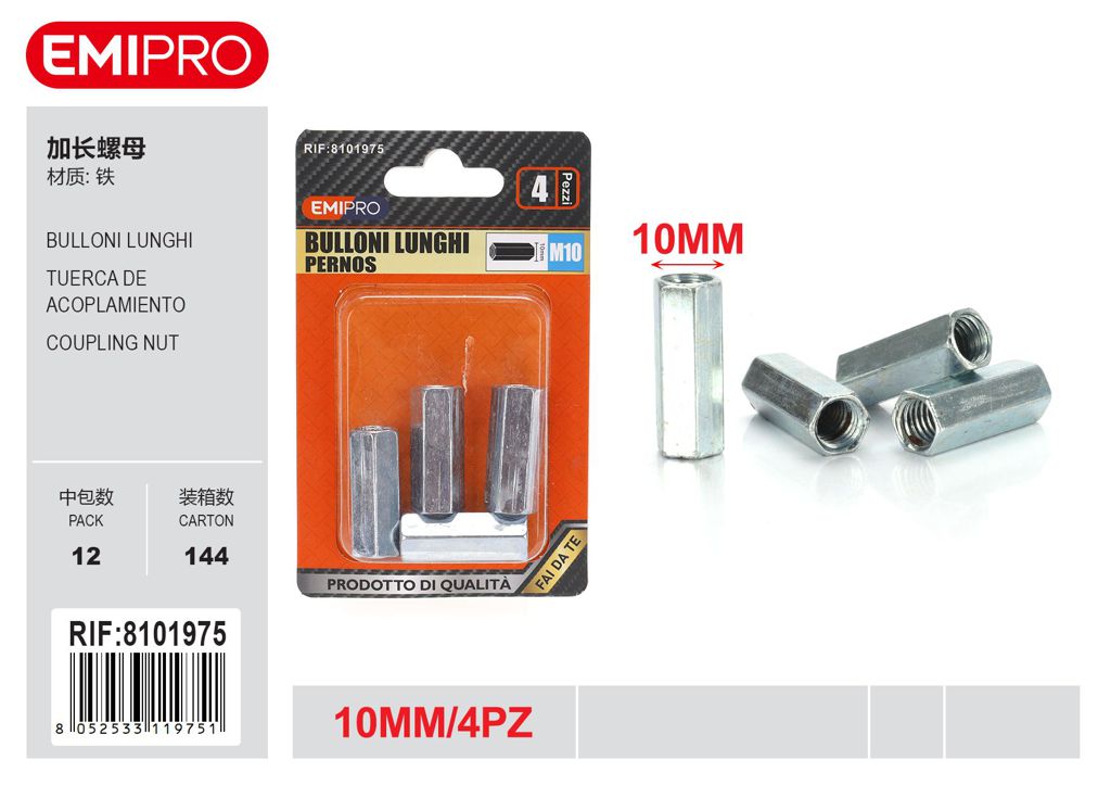 Bulloni Lunghi 10mm 4Pz