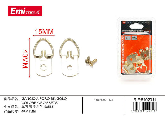 Gancio A Foro Singolo Colore Oro 40*15 5Sets