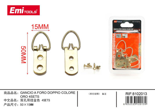 Gancio A Foro Doppio Colore Oro 50*15 4Sets
