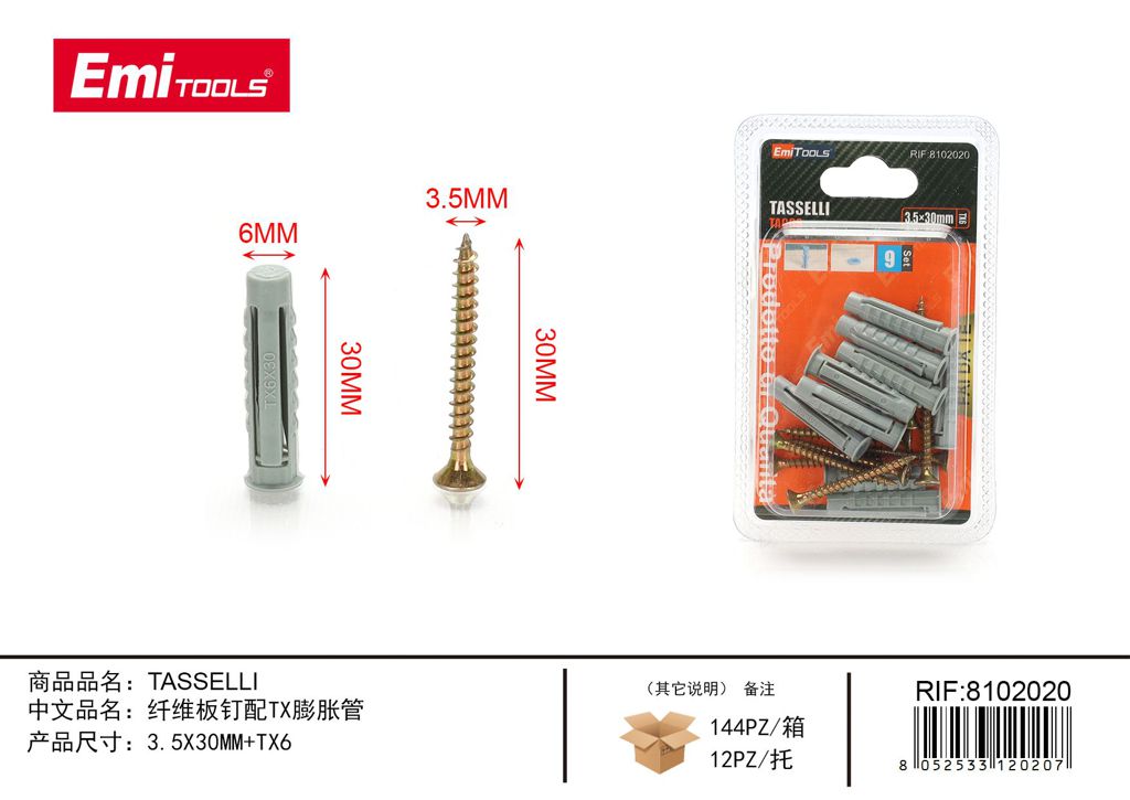 Tasselli 3.5*30 Tx6 9Sets