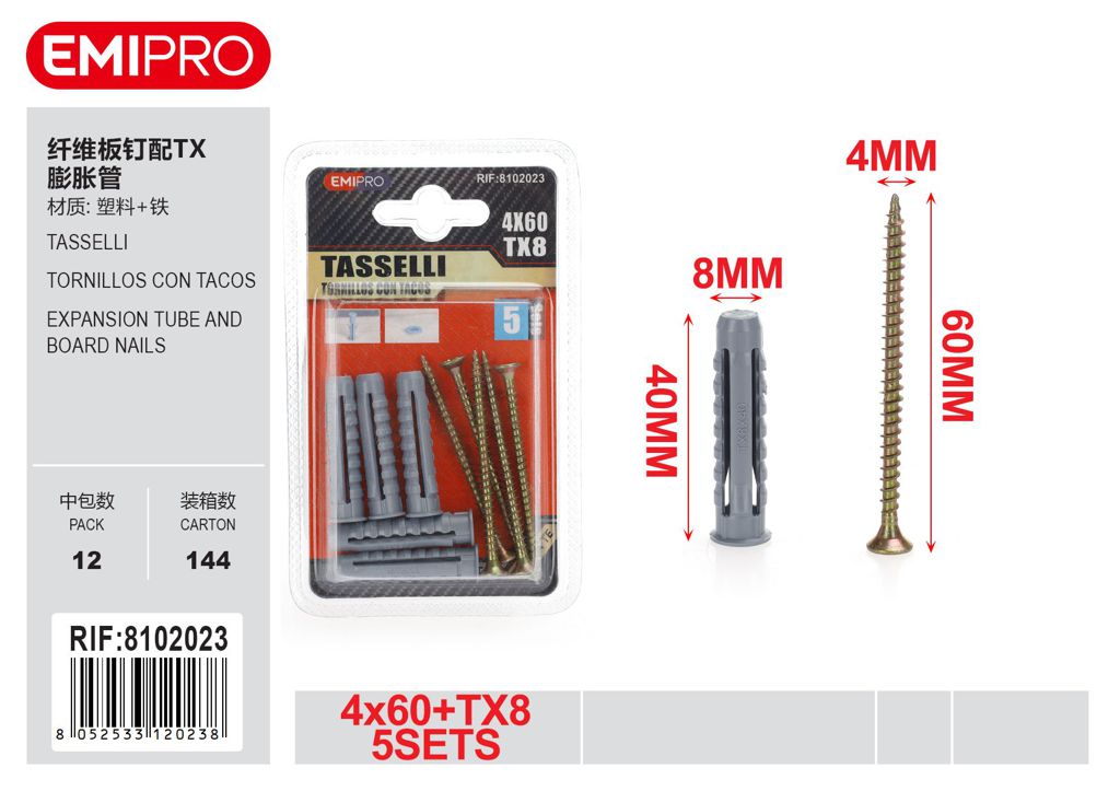Tasselli 4*60 Tx8 5Sets
