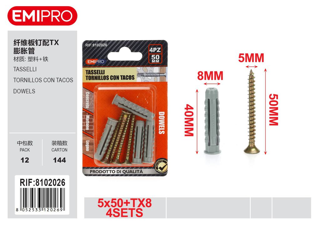 Tasselli 5*50 Tx8 4Sets
