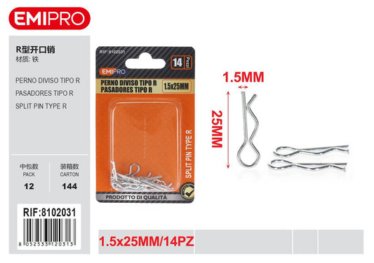 Perno Diviso Tipo R 1.5*25mm 14Pz