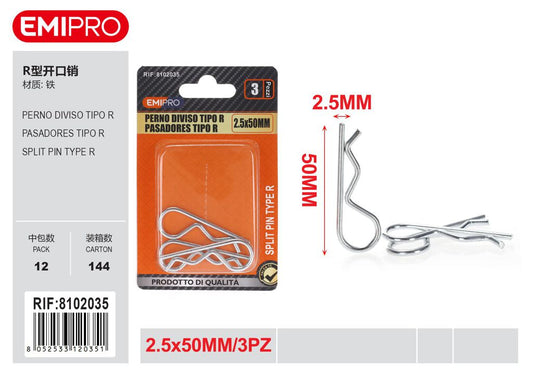 Perno Diviso Tipo R 2.5*50mm 3Pz