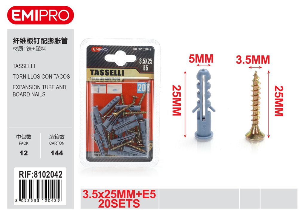 Tasselli 3.5*25 E5 20Sets