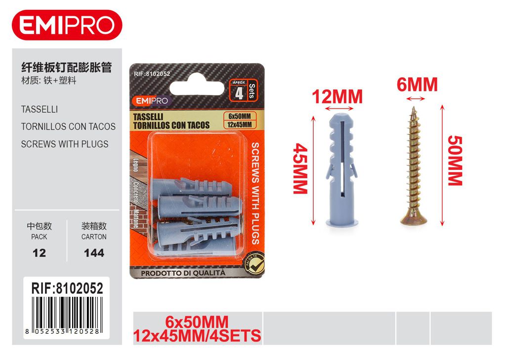 Tasselli 6*50 E12 4Sets