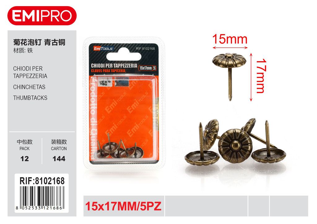 Chiodi Per Tappezzeria 15*17mm 15Pcs