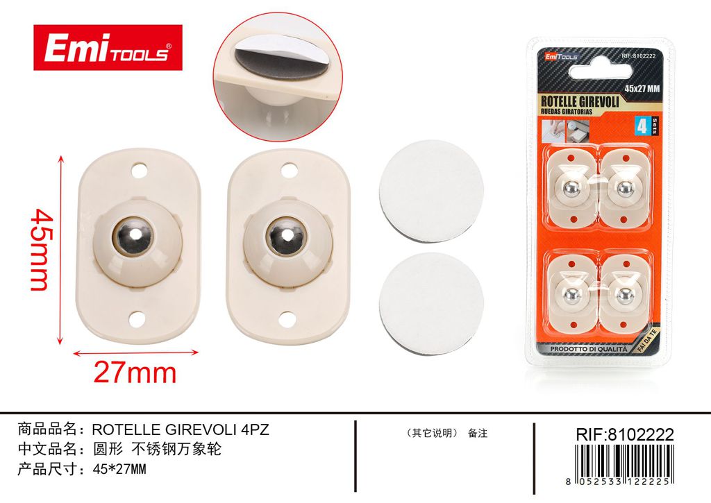 Rotelle Girevoli 45*27mm 4Pz