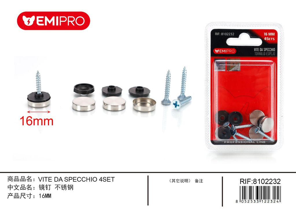 vite Da Specchio 16mm 4Set