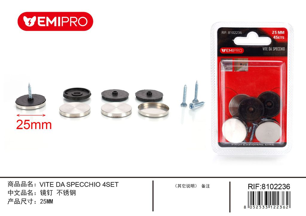 vite Da Specchio 25mm 4Set