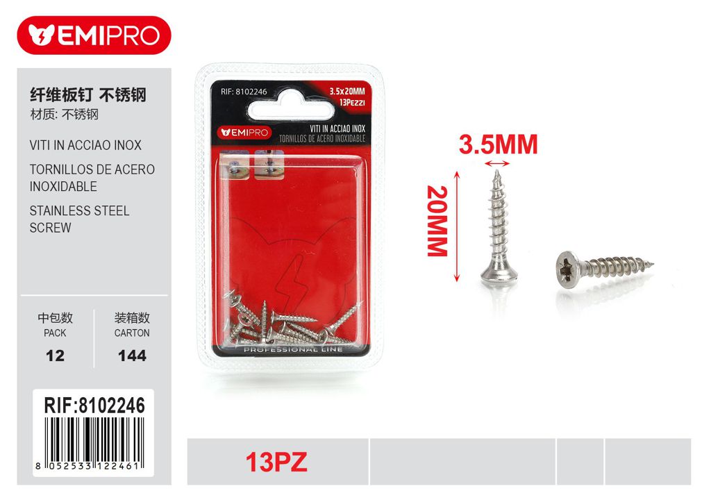 viti In Acciao Inox 3.5*20mm 13Pz