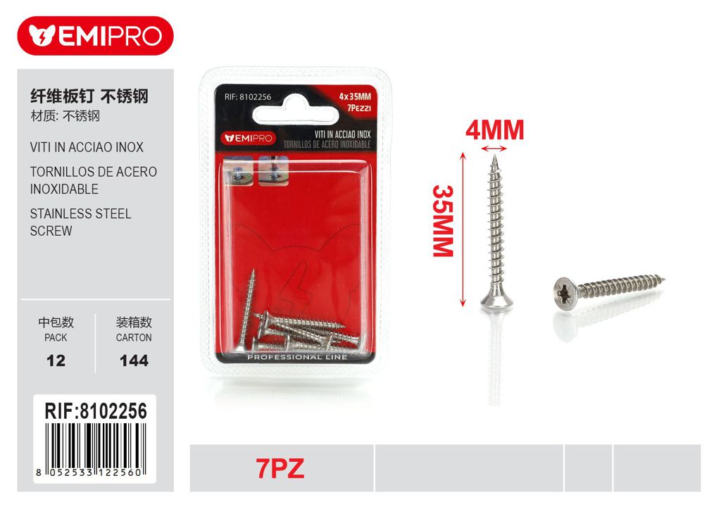 viti In Acciao Inox 4*35mm 7Pz