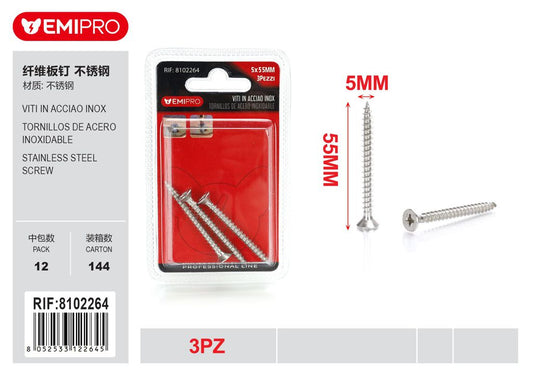 viti In Acciao Inox 5*55mm 3Pz