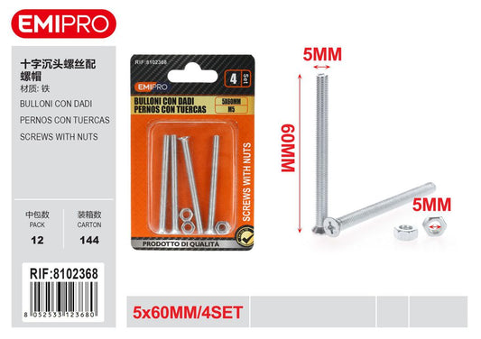 Bulloni Con Dadi 5*60mm 4Set