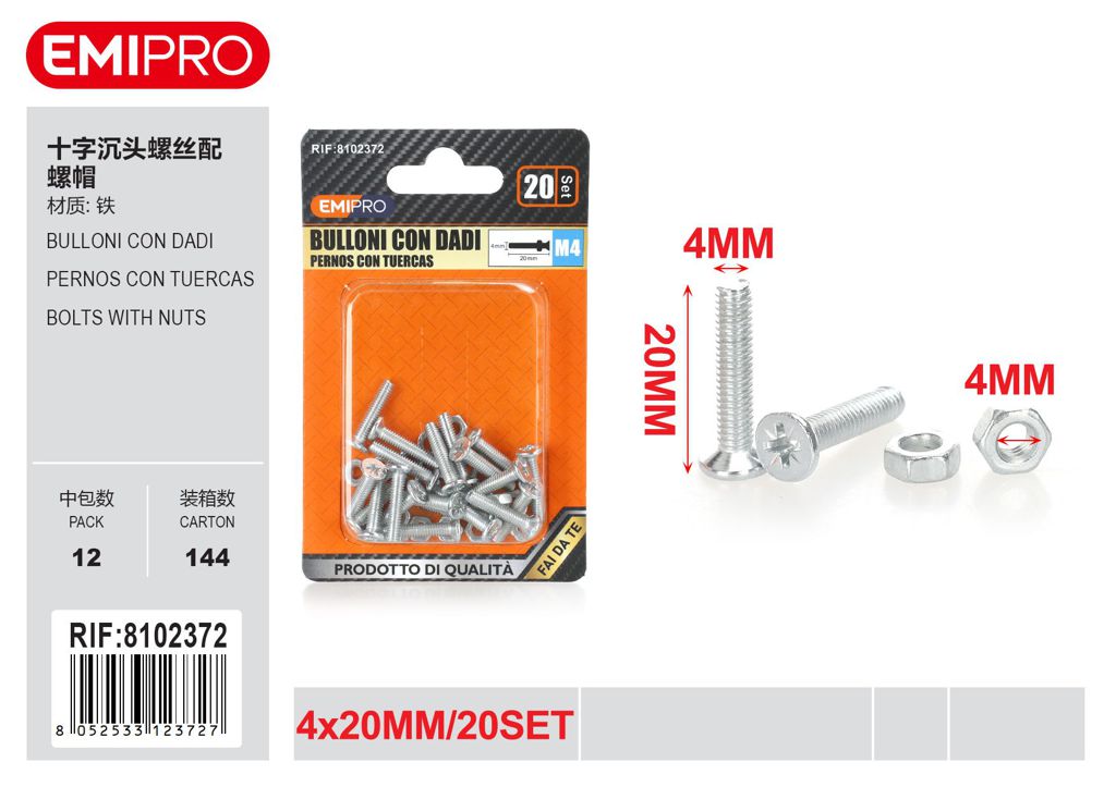 Bulloni Con Dadi 4*20mm 20Set