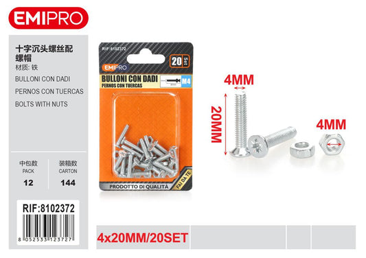 Bulloni Con Dadi 4*20mm 20Set