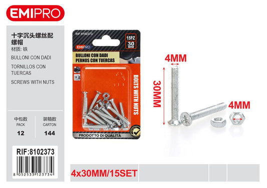 Bulloni Con Dadi 4*30mm 15Set