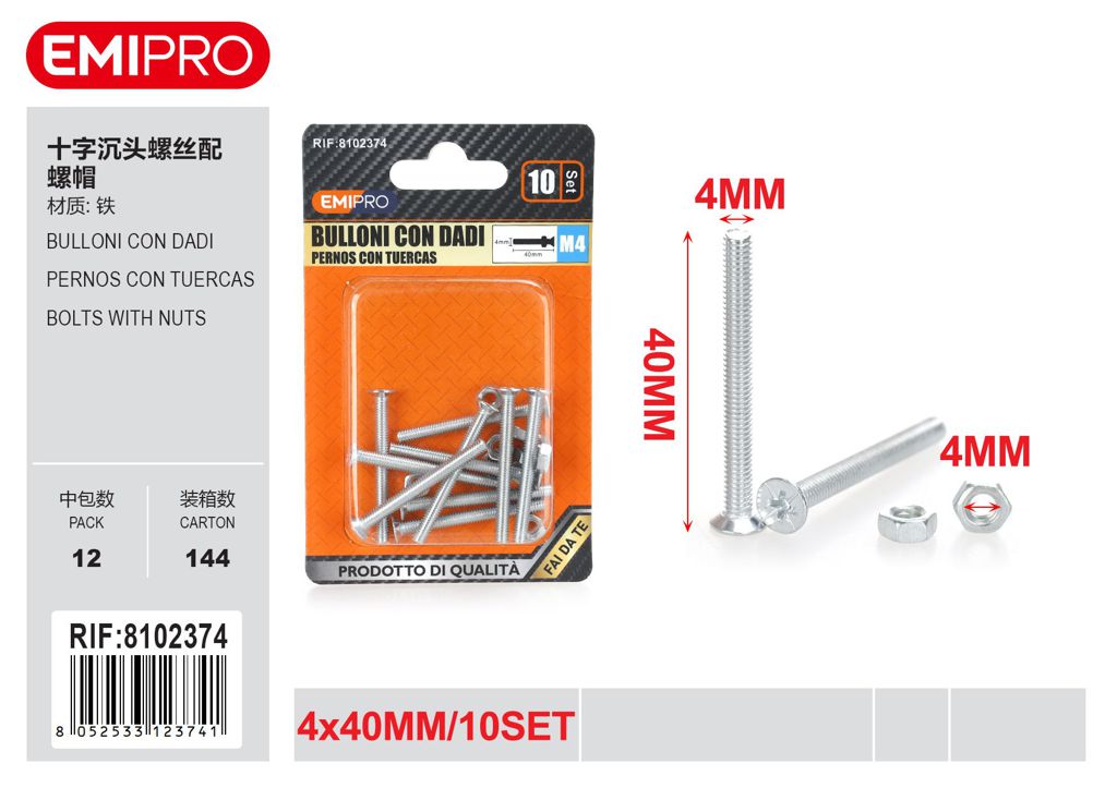 Bulloni Con Dadi 4*40mm 10Set