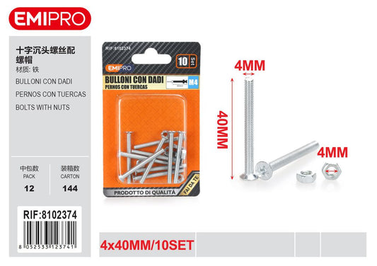 Bulloni Con Dadi 4*40mm 10Set