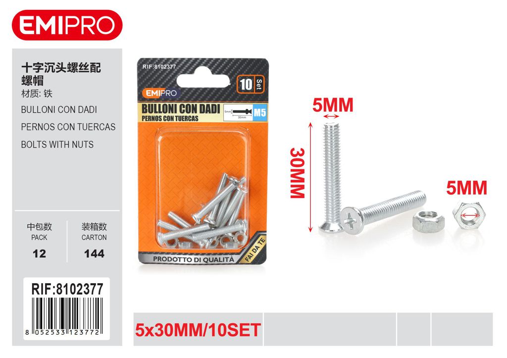 Bulloni Con Dadi 5*30mm 10Set