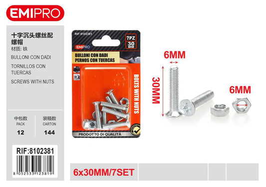 Bulloni Con Dadi 6*30mm 7Set