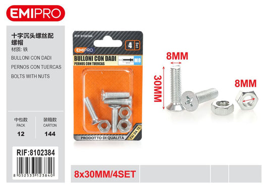 Bulloni Con Dadi 8*30mm 4Set
