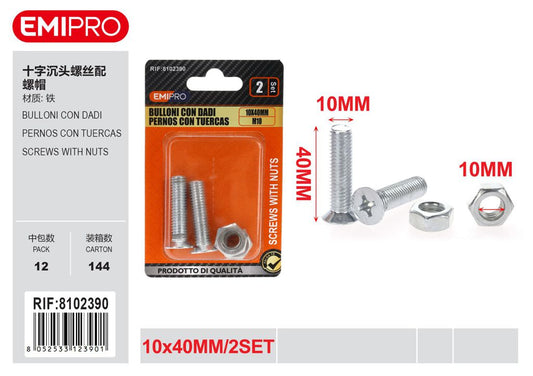 Bulloni Con Dadi 10*40mm 2Set