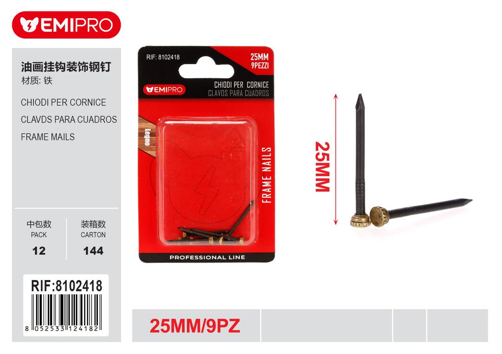 Chiodi Per Cornice 25mm 9Pz