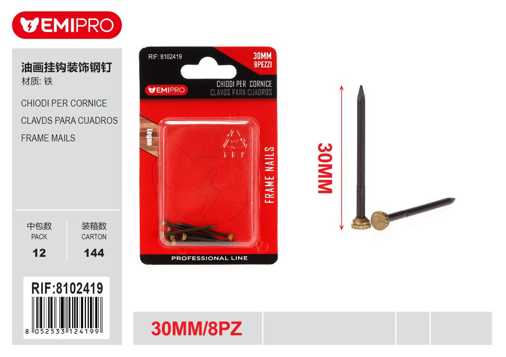 Chiodi Per Cornice 30mm 8Pz