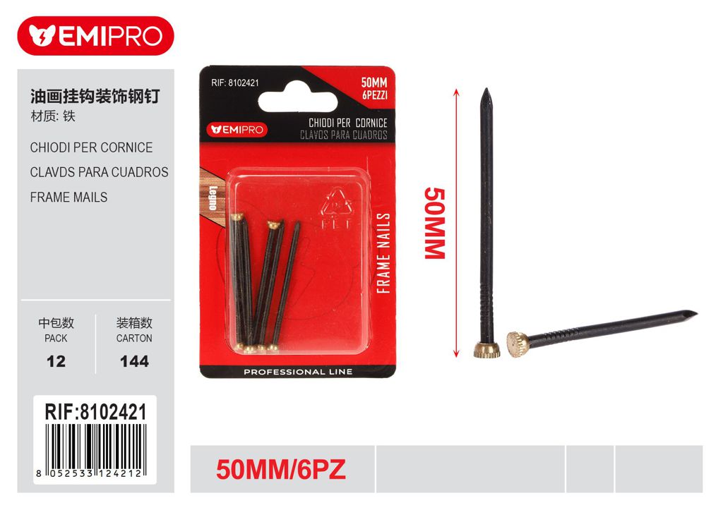 Chiodi Per Cornice 50mm 6Pz