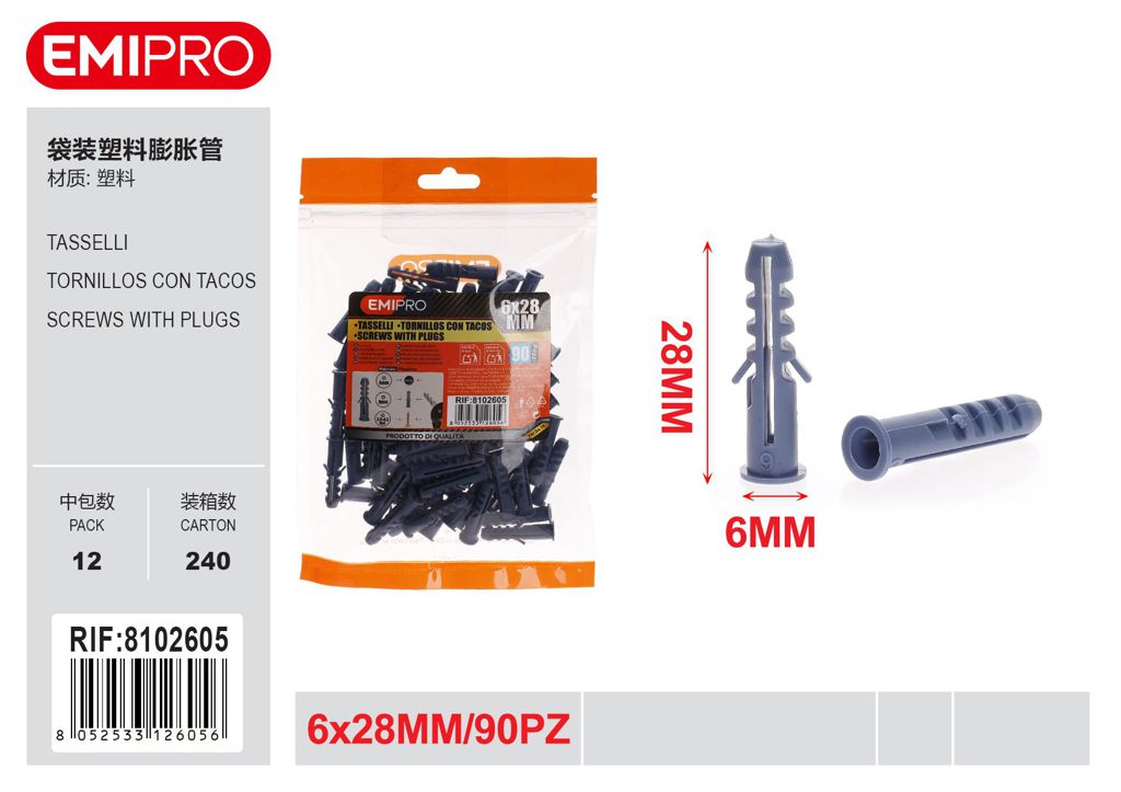 Tasselli 6*28mm 90Pcs