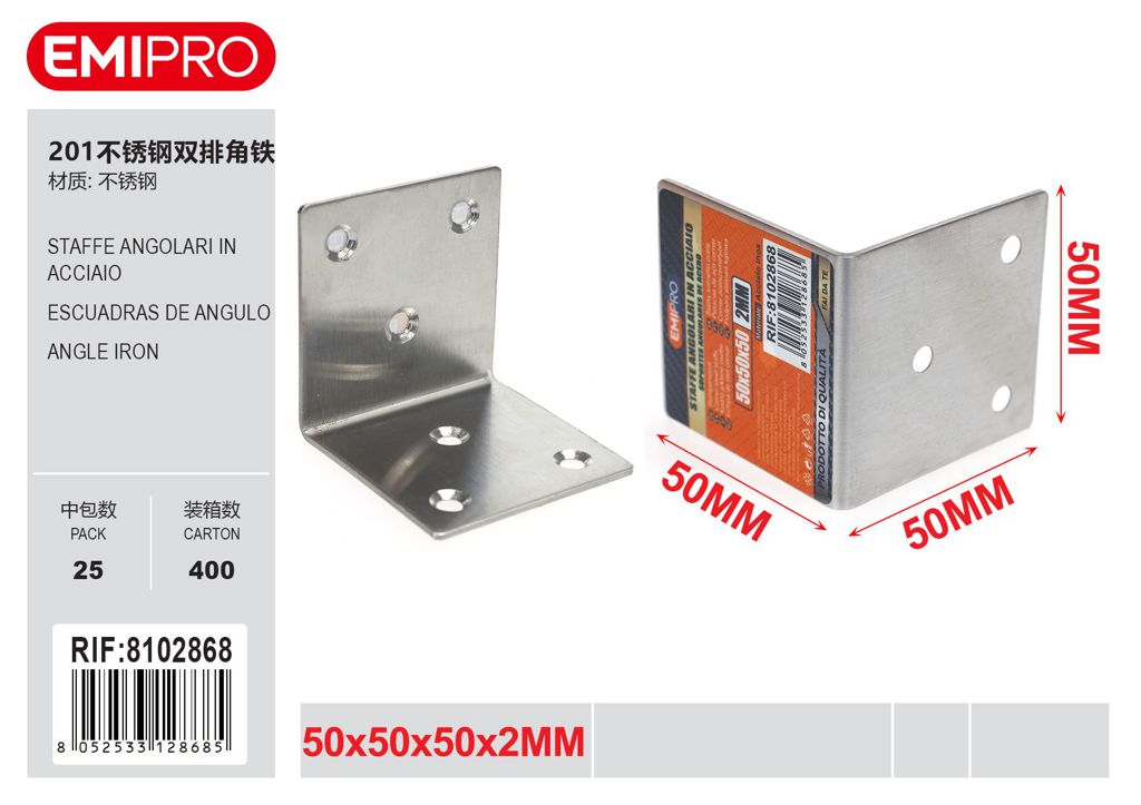 Staffe Angolari In Acciaio 50*50*50*2mm