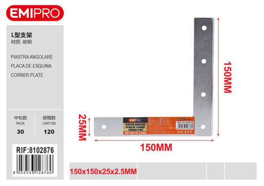 Piastra Angolare 150*150*25*2.5mm