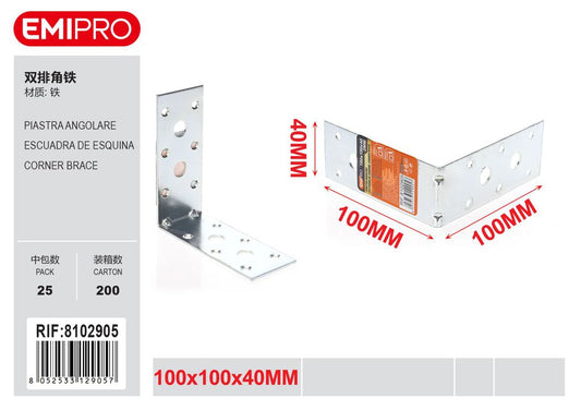 Piastra Angolare 100*100*40mm 2mm