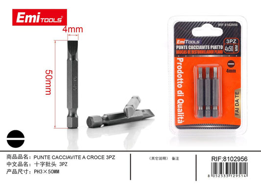 Punte Cacciavite Piatto 3Pz 4mm*50mm